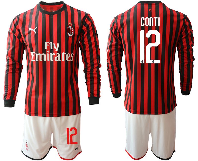 Men 2019-2020 club AC milan home long sleeve #12 red Soccer Jerseys->ac milan jersey->Soccer Club Jersey